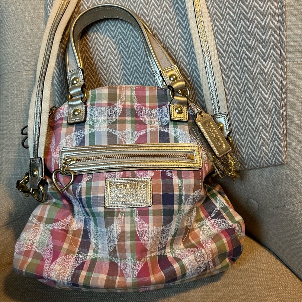 Coach Plaid Bowling Bag Purse